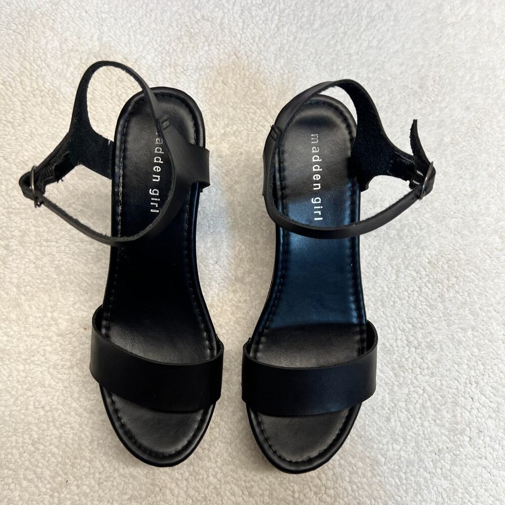 Madden Girl Womens Heels Lifft Platform Wooden Block Sandals Black Size 10